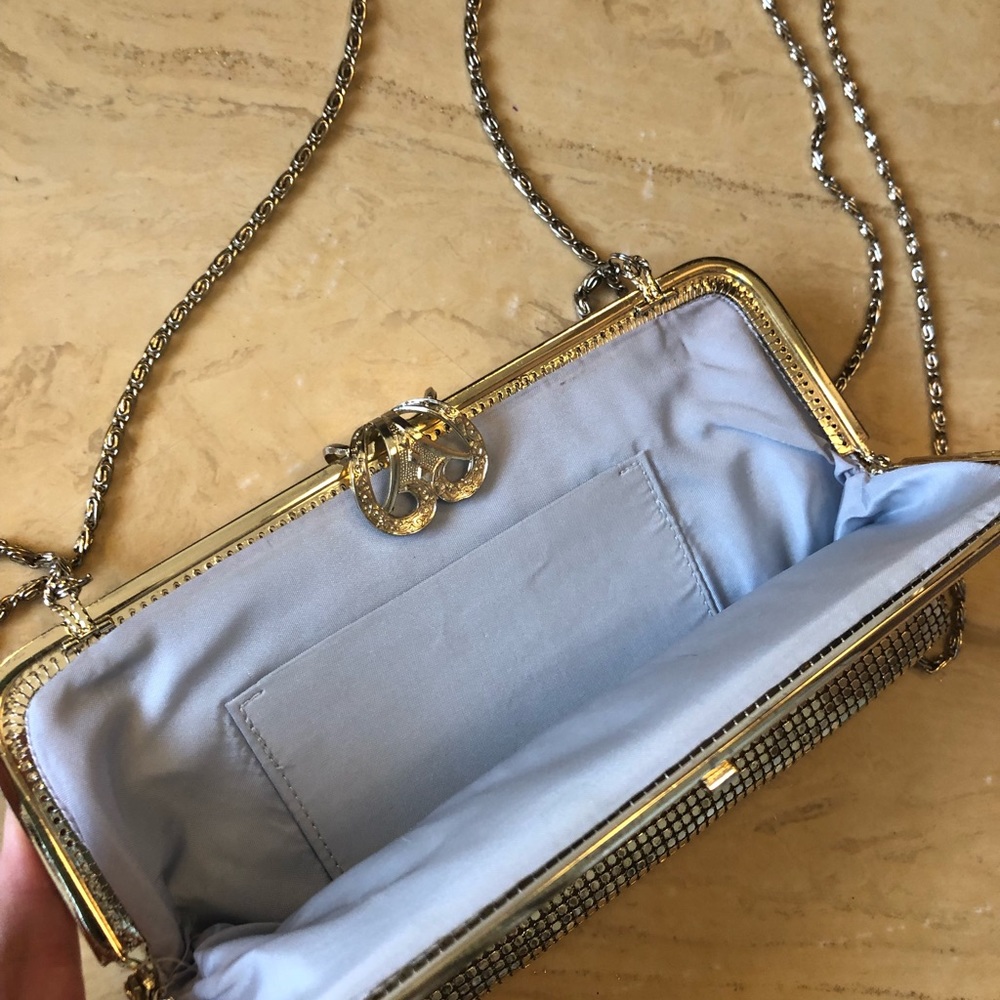VINTAGE gold mesh chain crossbody bag purse - Picture 3 of 7
